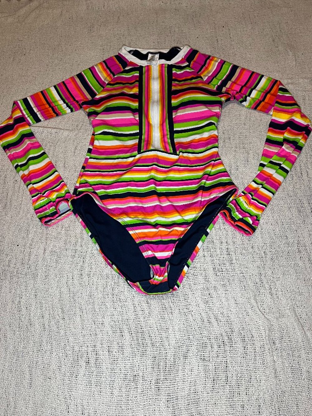 Trina Turk Women’s Long Sleeve One-Piece Paddle Swimsuit/Rash Guard Large NWT